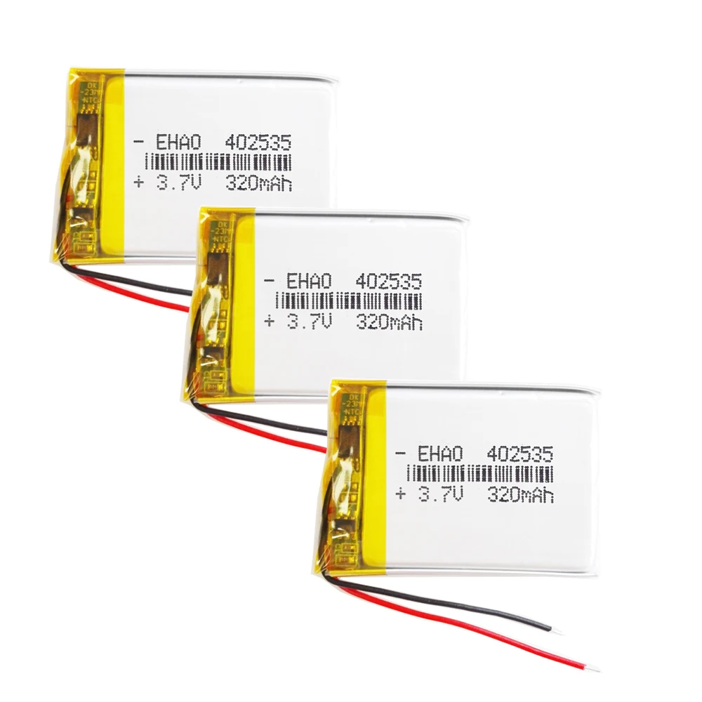 3x3.7V 320mAh litowo-polimerowa LiPo akumulator 402535 do zestawu słuchawkowego Bluetooth Mp3 rejestrator słuchawkowy Led Light Watch