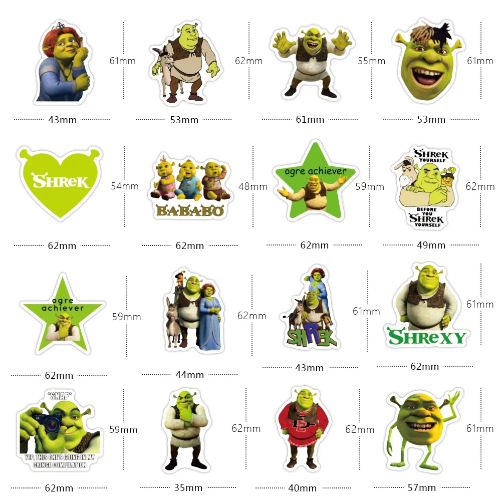 10 / 30 / 50pcs,Cartoon Monster Shrek Graffiti Sticker, DIY, Waterproof, Laptop, Suitcase, Guitar, Star Sticker, Wholesale