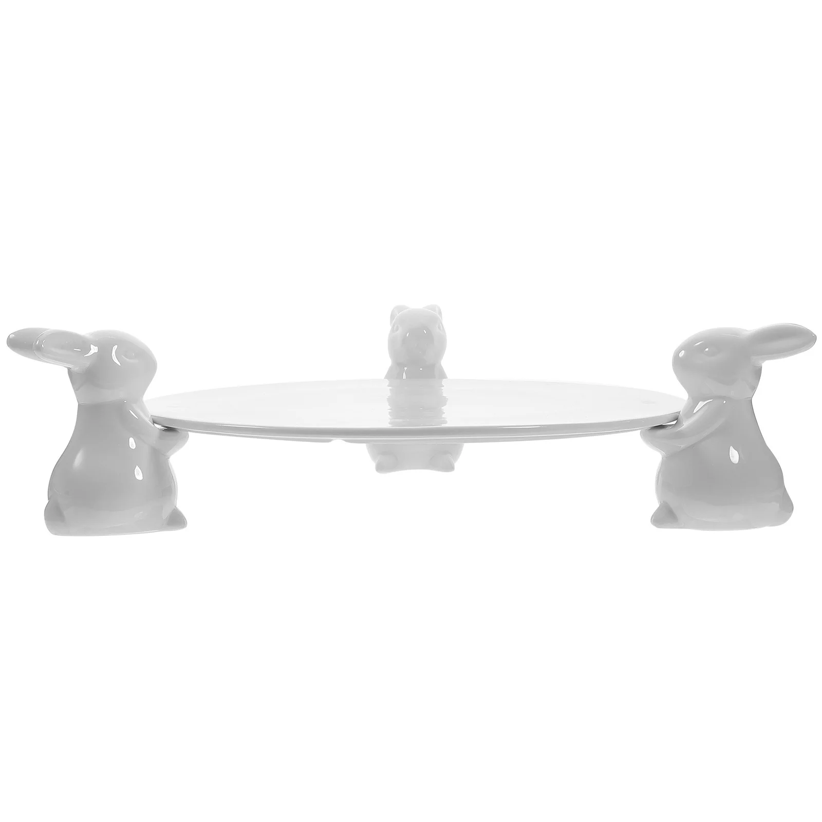 

1Set Round Ceramic Easter Cake Tray Fruit Plate Rabbit Decoration Pastry Cake Stand Party Serving Plate Pastry Serving Tray
