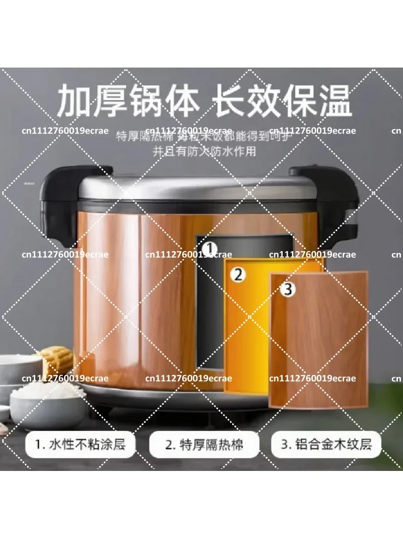 Commercial Rice Warmer Large Capacity Stainless Steel Heated Buffet Server for Canteen