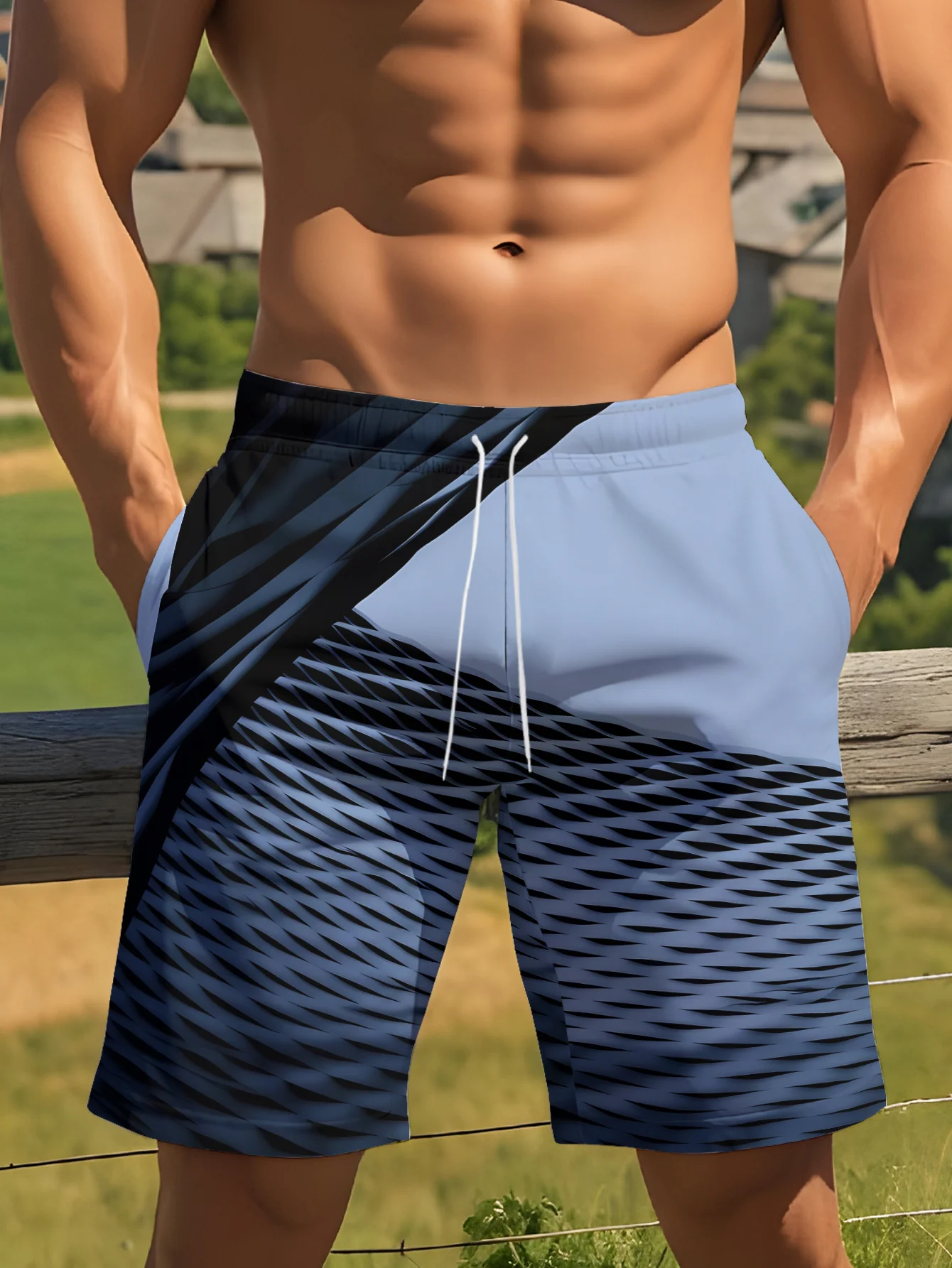 

Mens Gas Mask Fire Print Quick Dry Drawstring Waist Beach Shorts Swim Trunks 2026