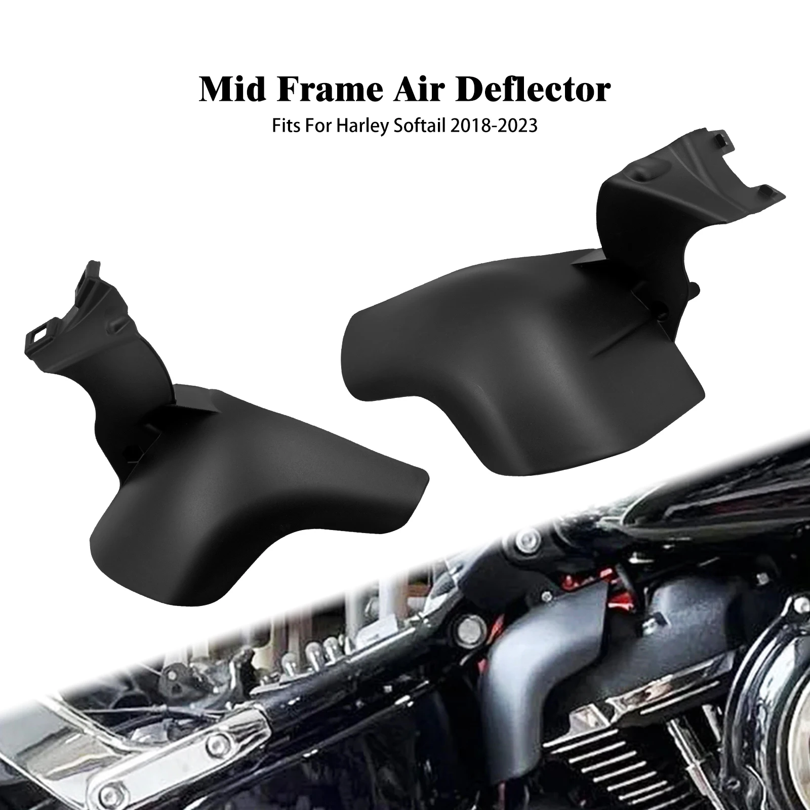 

Motorcycle Mid-Frame Heat Shield For Harley Softail Fat Bob Breakout Fat Boy FXBB FXLR FLS 18-23 Black Air Deflector Trim Cover