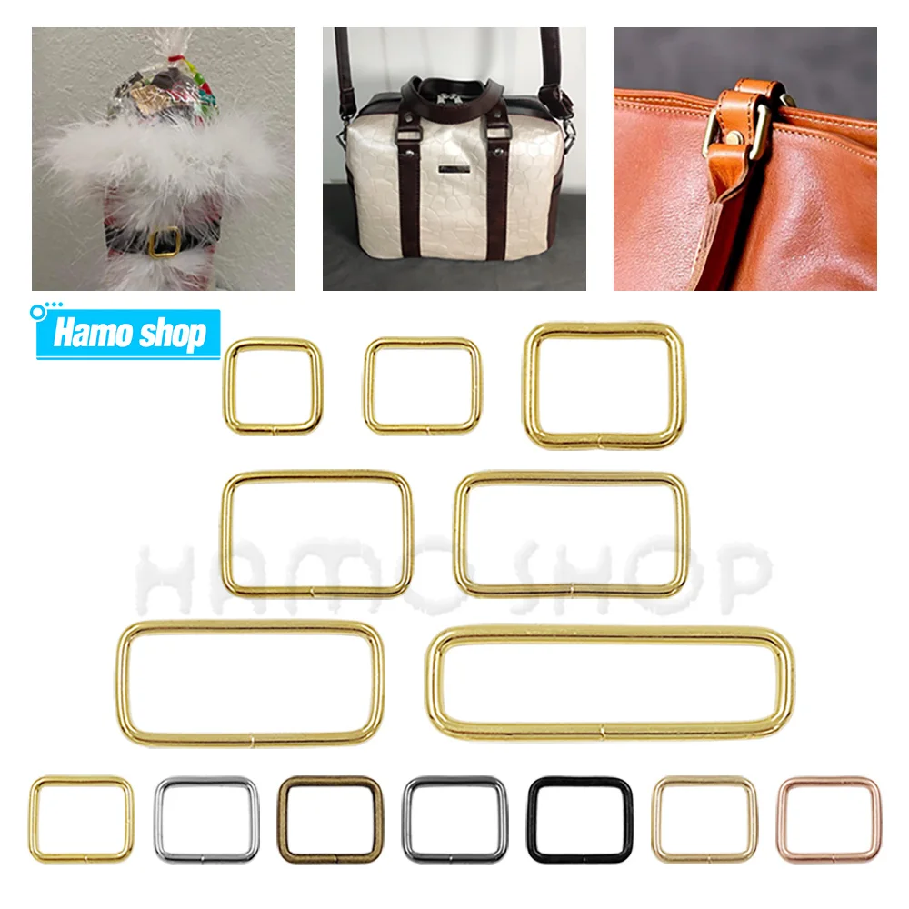 10/12pcs Metal Adjustable Rectangle Square Ring Buckle Clasp Slider Belt Loop For Backpack Strap Bag Pets Collar DIY Accessories