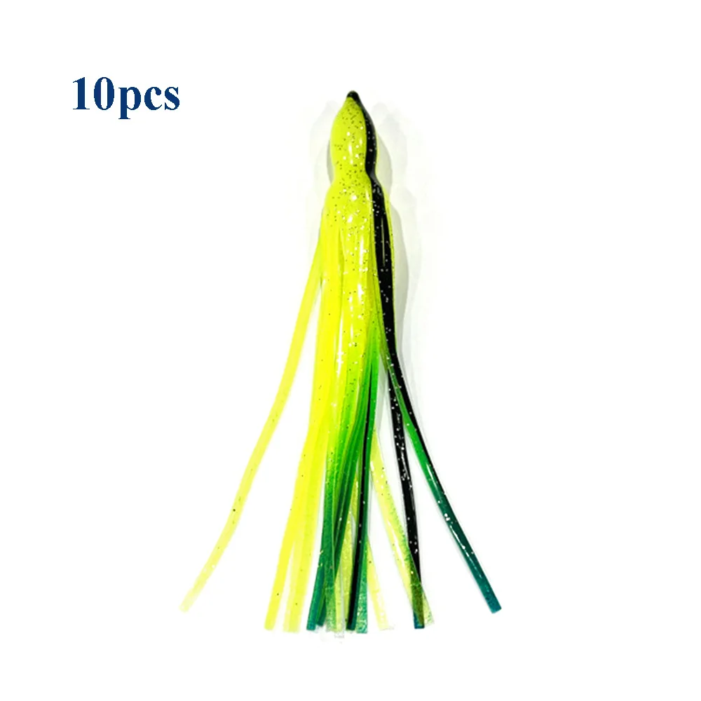 10 Stück 15 cm weiche leuchtende Oktopus-Röcke, Köder aus Silikon für Thunfisch, Mahi, Trolling, Hoochie, leuchtende Tintenfisch-Röcke, Jigging, Meeresfischköder – Detail 13
