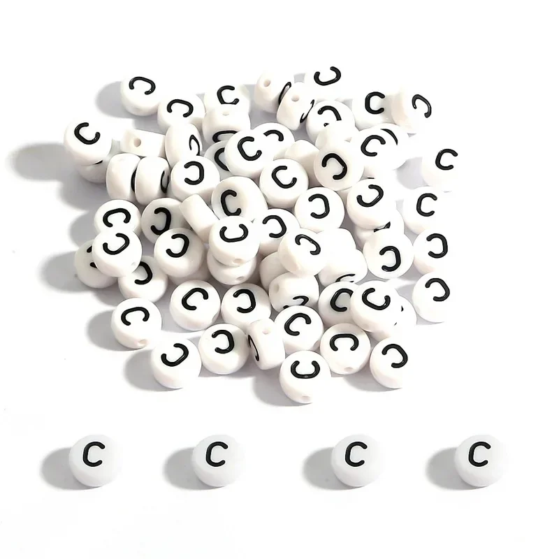 100-500 Stück Acryl A-Z 26 Buchstabenperlen Weiße Runde Alphabetperlen mit Löchern für Schmuckherstellung Halskette Armband Zubehör – Detail 11