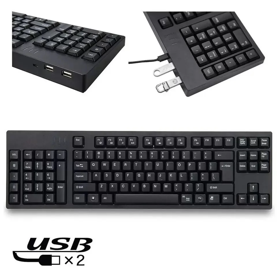 

USB Wired Left-Hand Keyboard ABS Multimedia Computer Integrated USB Ports Keyboard for Home Office PC Desktop Laptop