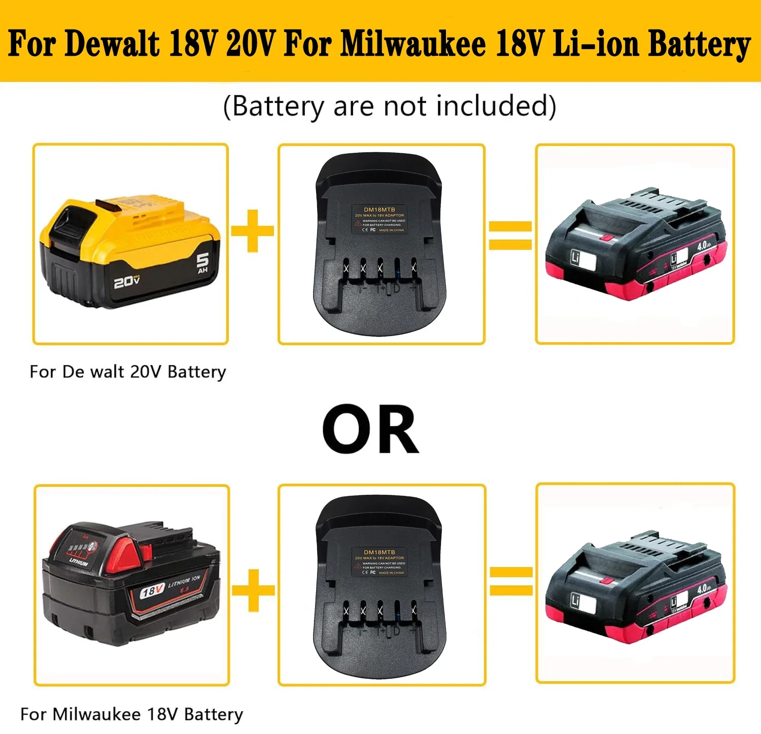 KonverterAdapter für Dewalt für Milwaukee 18V 20V Li-Ionen-Akku, Konvertierung in für Metabo 18V Lithium-Akku, Elektrowerkzeug-Adapter