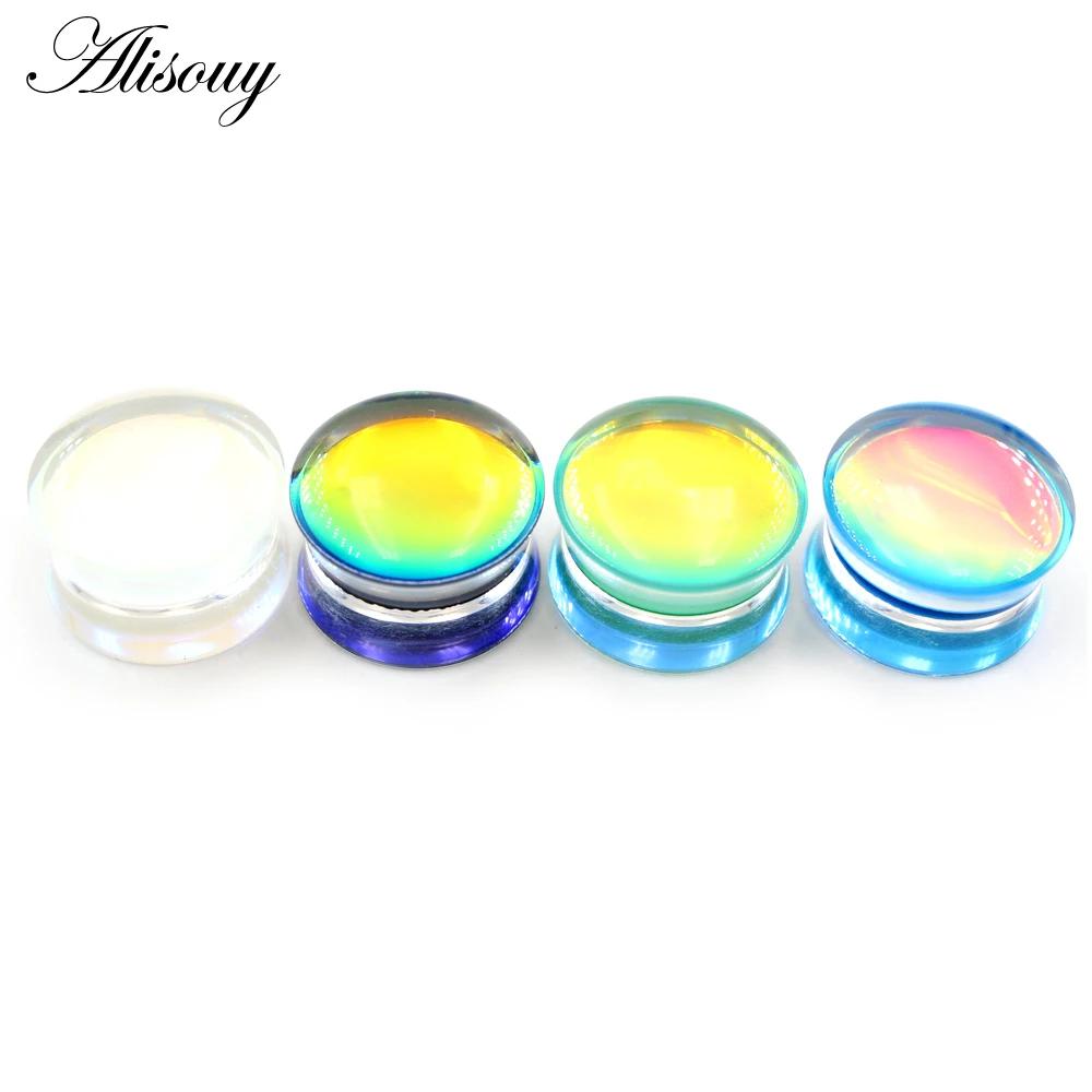 Alisouy 2PCS Multi-color Acrylic Glossy Film Ear Gauges Tunnels Plugs Flesh Stretcher Expander Earrings Piercing Body Jewelry