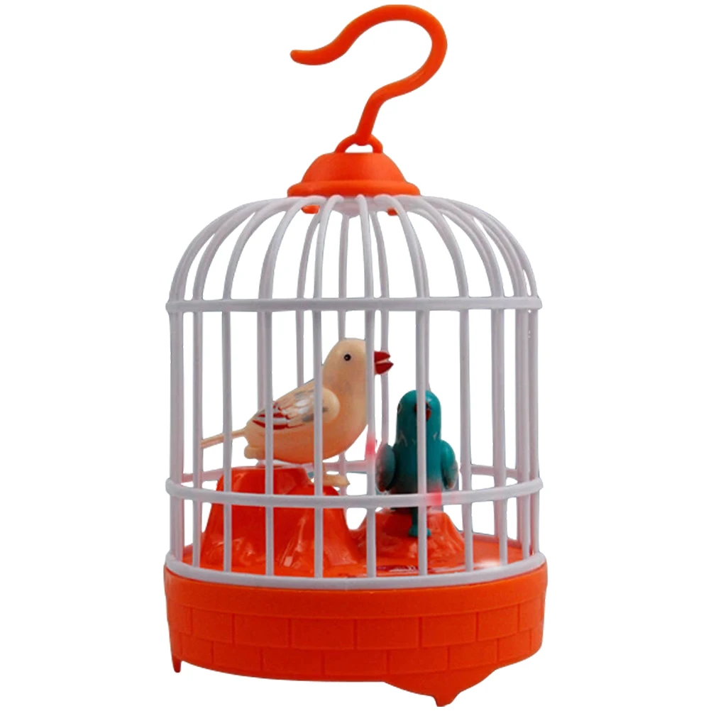 

Voice-controlled Bird Cage Electric Interactive Toy with Sound Simulation Running Voice-activated Birdcage