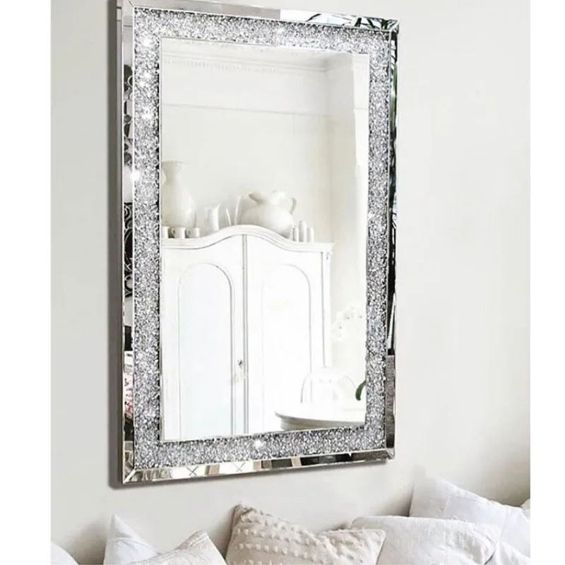 

Rectangle modern and simple, silver glass mirror, entrance living room decoration wall hanging mirror