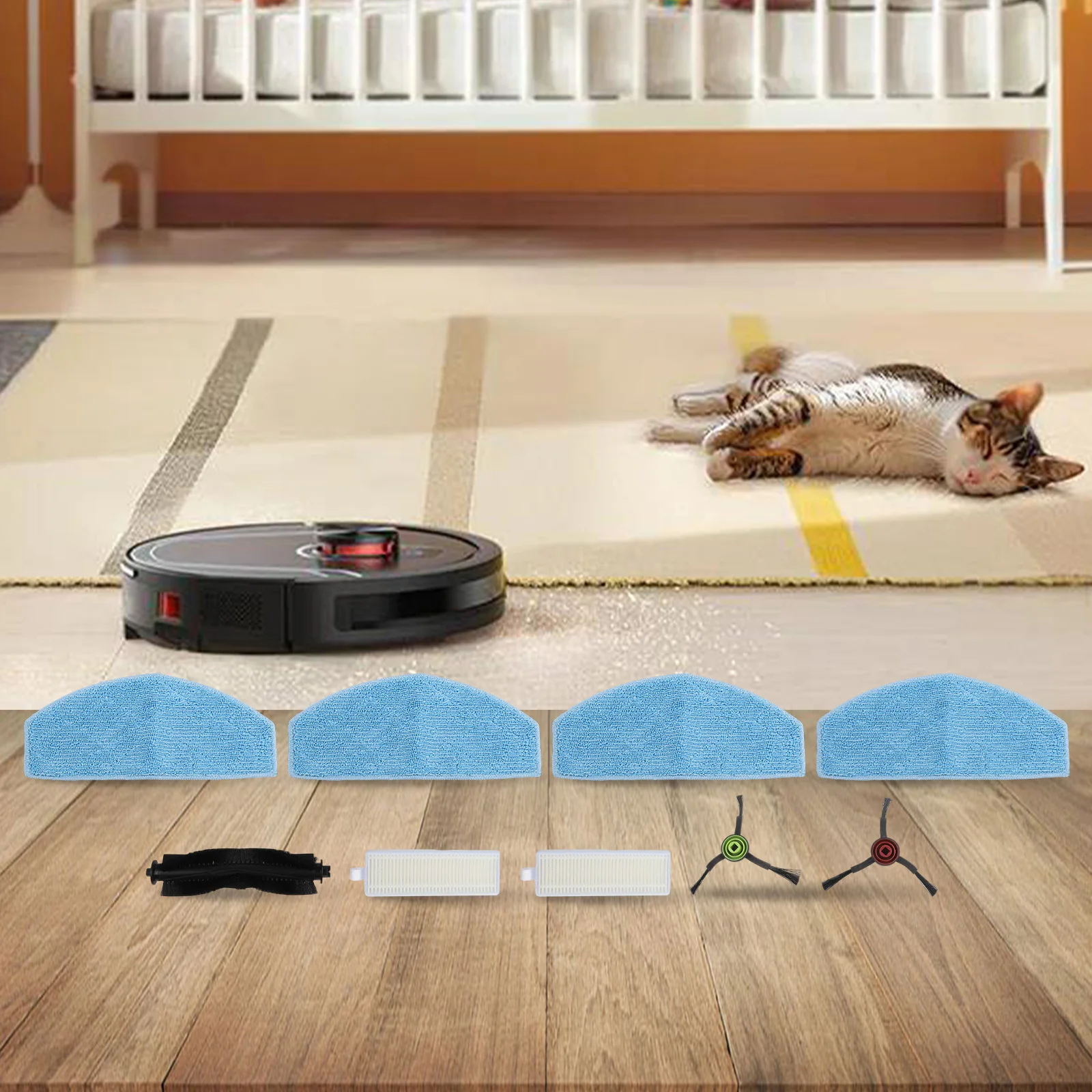 

9 шт. основная щетка, боковые щетки, фильтр, комплект ткани для швабры, подходит для Airzeen для G20 Pro, аксессуары для пылесоса, запчасти для бытовой техники