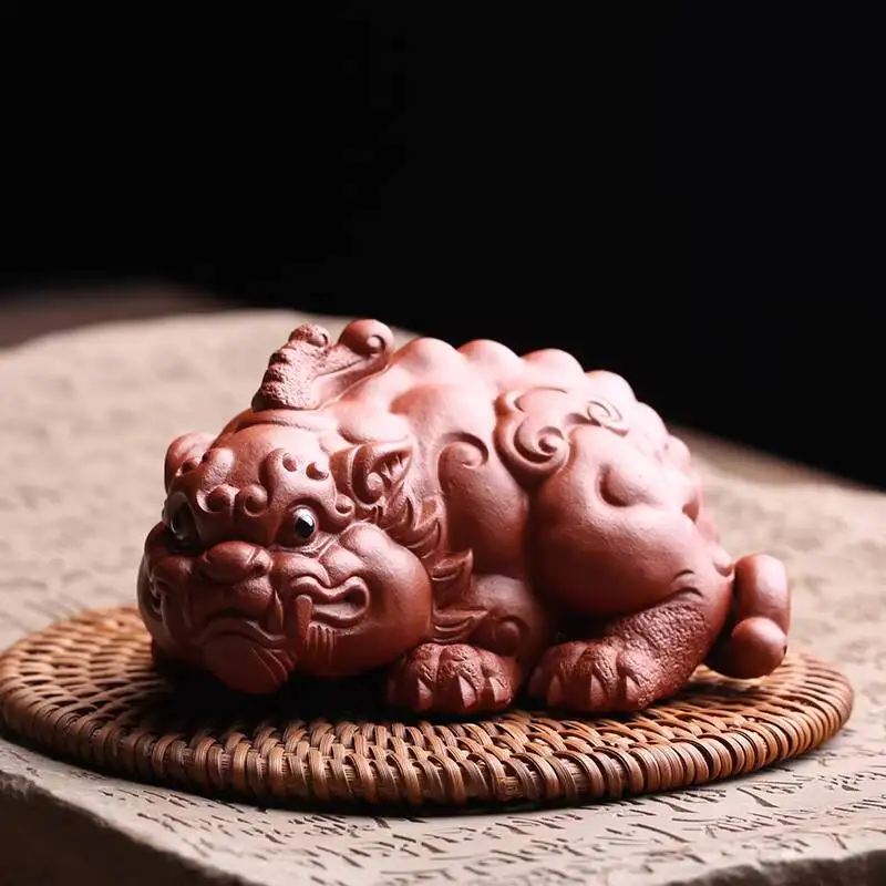 Yixing Original Purple Clay Pet Figurine, Wealth-Attracting Pixiu, Masterfully Handcrafted, Creative Set, Accessory, Premium