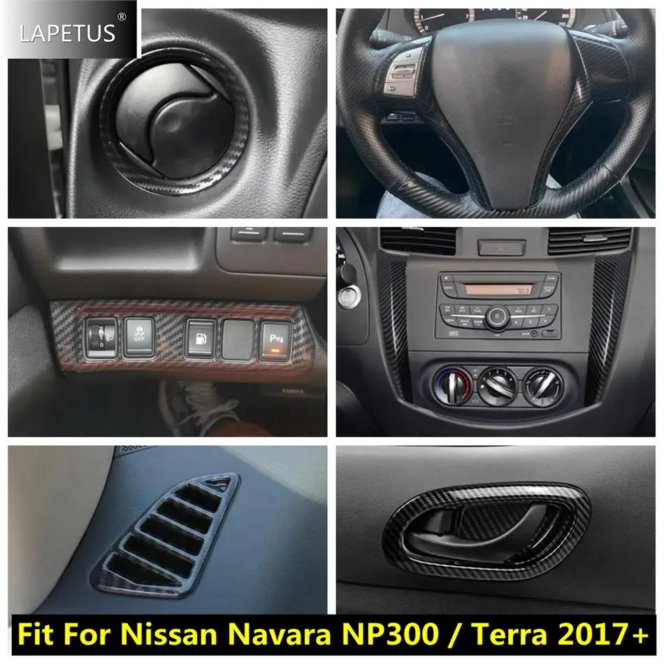 

Car Accessories Air AC Vent / Door Handle Bowl / Gear Shift Cover Trim For Nissan Navara NP300 / Terra 2017-2021 Carbon Fiber