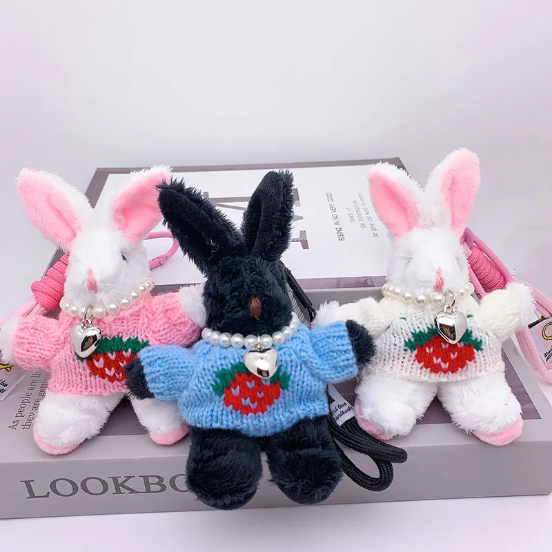 Portachiavi in peluche con coniglio Kawaii da 15 cm Ciondolo in peluche con coniglietto carino Portachiavi con animali morbidi Portachiavi per auto Accessori per borse da donna per ragazze