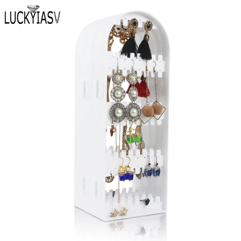 White 120/180/240/360 holes Plastic Earrings Studs Display Rack Folding Screen Earring Jewelry Display Stand Holder Storage Box