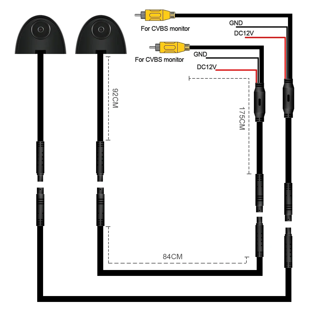 Car AHD Side View Camera 3M Sticker Installation Side View Blind Spot Parking Assist HD 720P Night Vision Left and Right Cameras