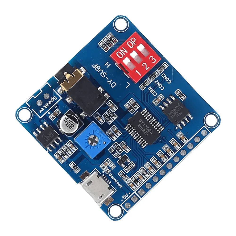 Placa amplificadora classe DY-SV8F UART I/O Trigger Playback 64Mbits Placa de armazenamento flash 5W 8M para cartão SD/TF