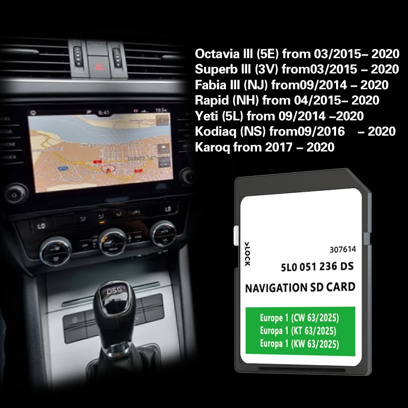 Новинка для Skoda 2025 32 ГБ MIB2 Amundsen (открытие) SD-карта Media Navi Европа Великобритания GEN2