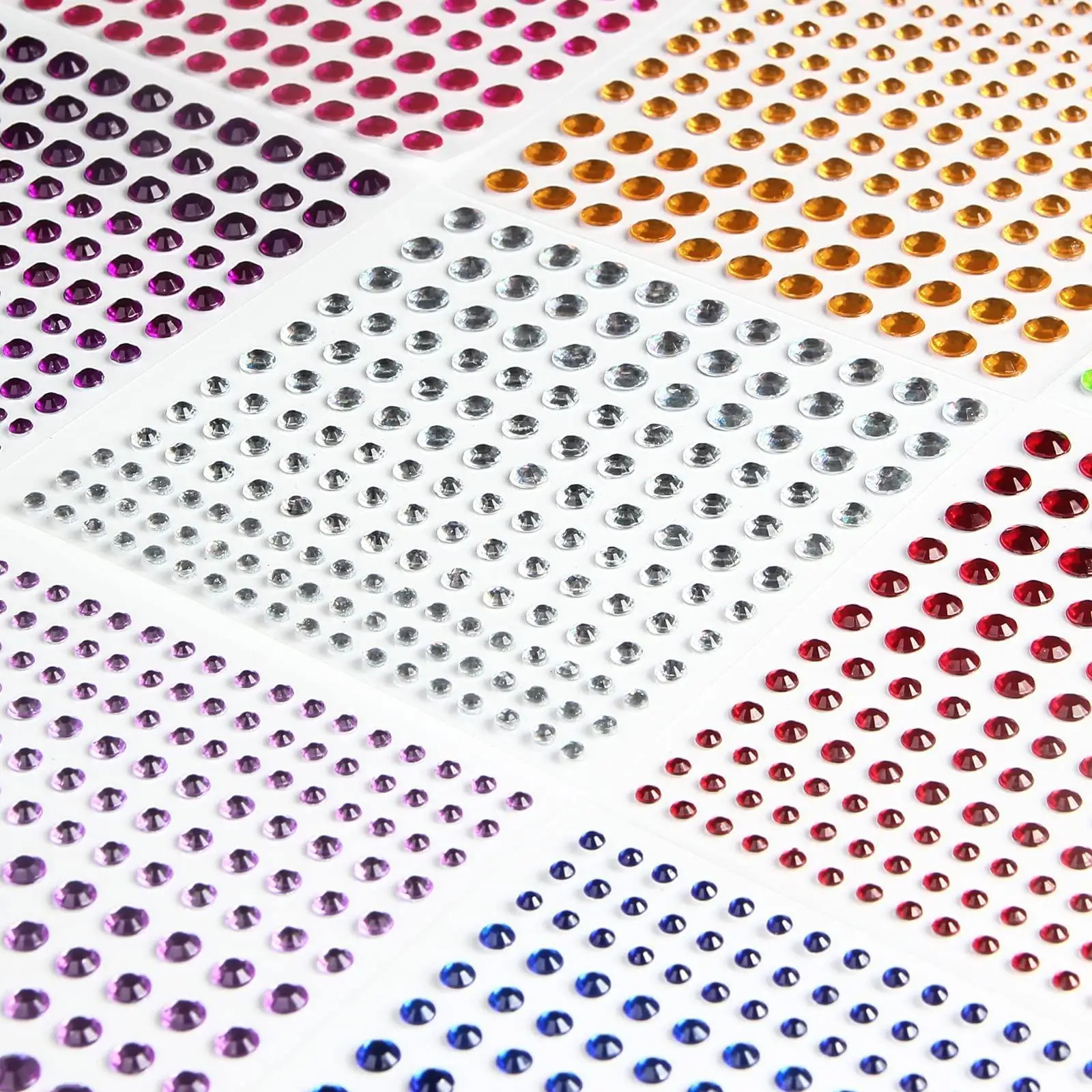 1/14 Sheets 4 Size Self Adhesive Rhinestone Gem Stickers for Face Nail Body Makeup Festival Bling Jewels Stickers Earrings