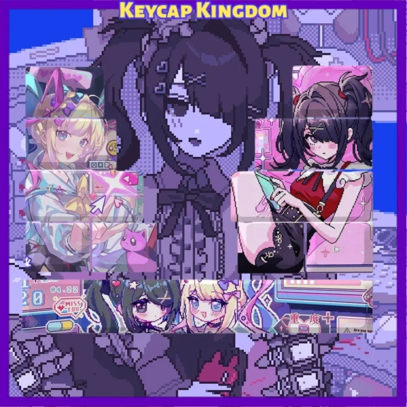 Needy Streamer Overload Anime Keycaps Mechanical Keyboard PBT Custom Cute Keycaps PC Gaming Keyboard Accessories Cartoon Gifts