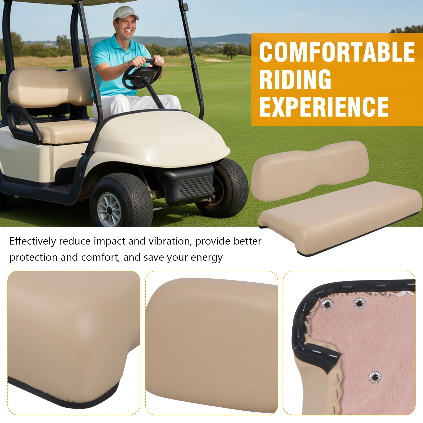 

Golf Cart Seat Cushion 102076601 102076602 Front Seat Soft Comfortable Cushion Replacement for Club Car DS 2000.5 and Up Models