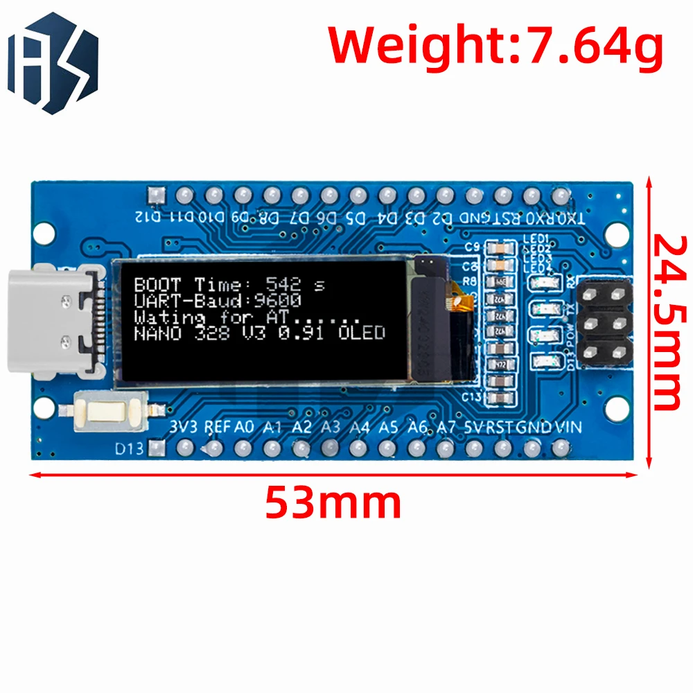 Nano V3.0 Development Board ATmega328P CH340C 0.91''white  OLED Display 128*32 For Arduino Nano V3.0 MINI USB