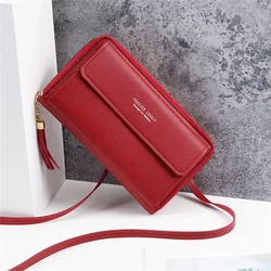 Modna etui na telefon Mini torba kurierska portfel kopertówka dla dziewczynki miękkie skórzane damskie torby Crossbody o dużej pojemności