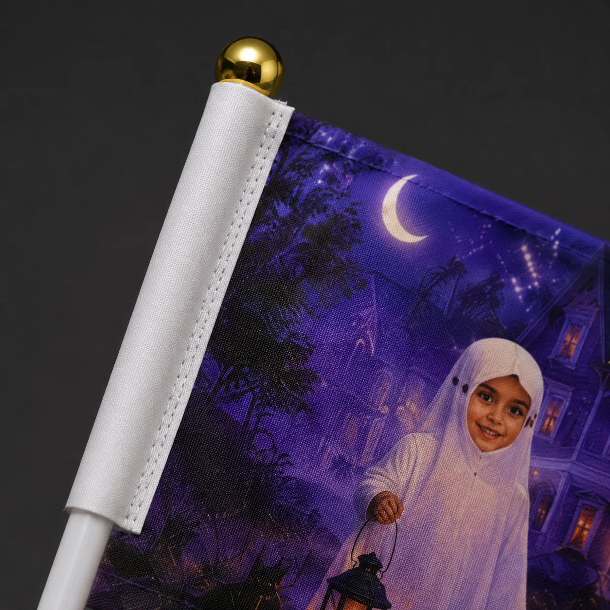 Custom Handheld Flag Personalized Photo Design 5 10 20Pcs Polyester Fabric Flag with White Pole for Outdoor Event Party Supplies
