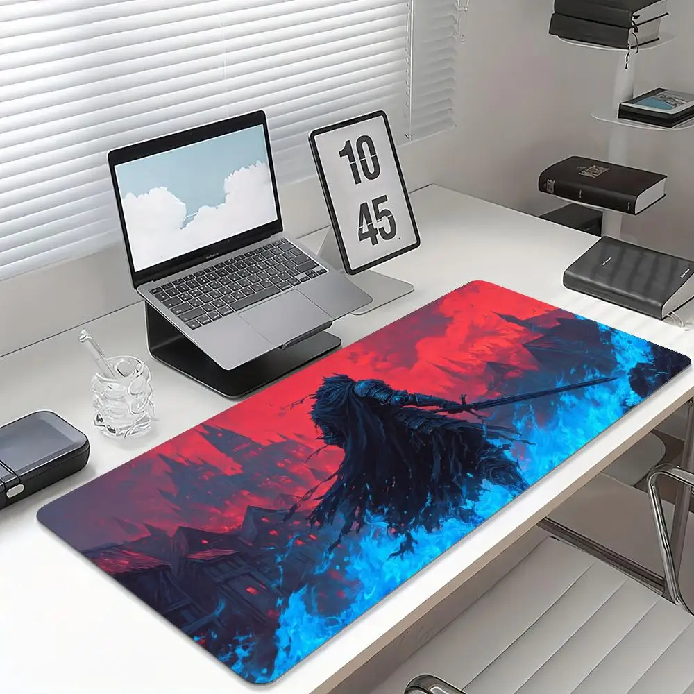 Giant Stone Warrior Kneel Beside Big Sword Ruin City Mousepad Fit Large Size Laptop Gaming Bedroom Mat