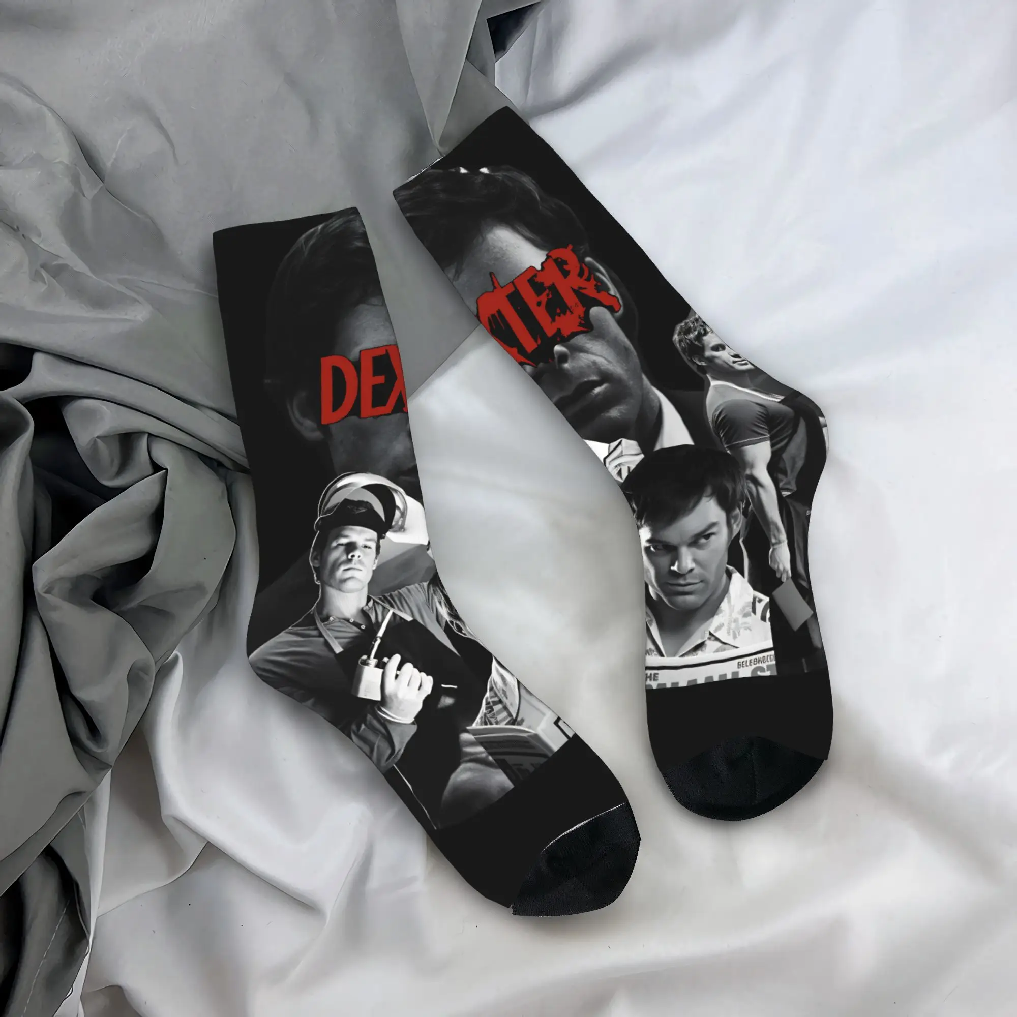Meias masculinas dexter morgan blood nunca mentiras programa de tv foto meias primavera moda meias de alta qualidade esportes ao ar livre meias antiderrapantes