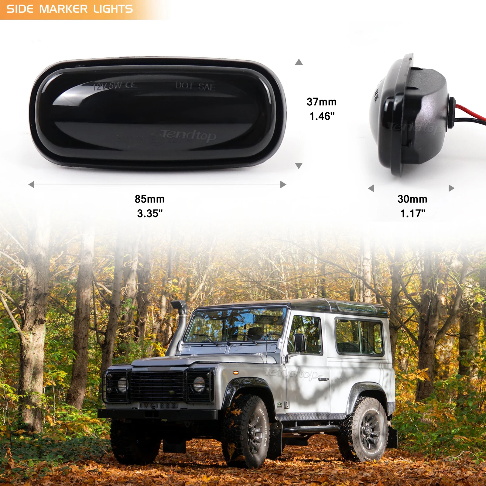 Dynamic Amber Blinker LED Fender Side Marker Turn Signal Light for Land Rover Defender Freelander  Discovery 2