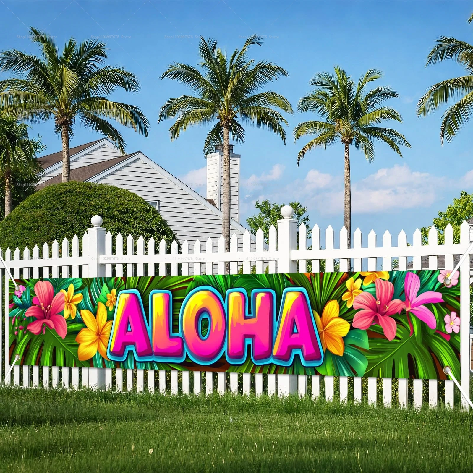 Summer Clothing Banner - Bandera 2D Aloha, Decoraciones Hawaianas para