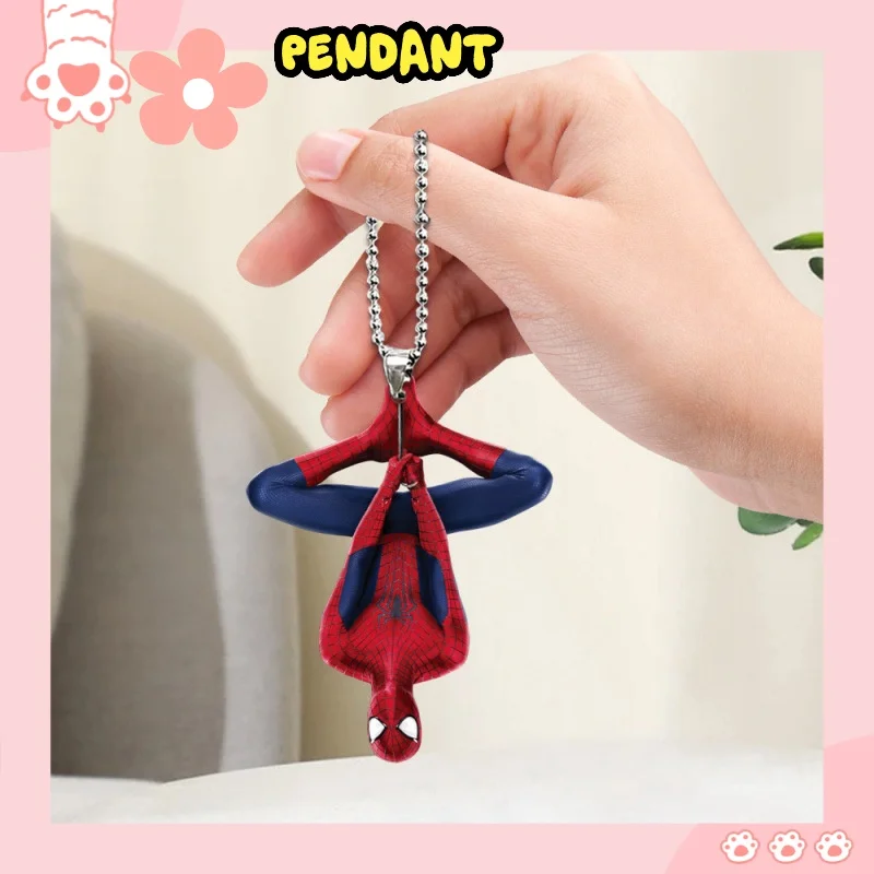 

marvel acrylic Spider-Man anime keychain doll backpack pendant 2D flat car pendant interior decoration pendant accessories