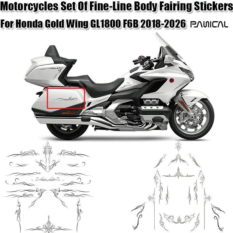 Panical For Honda Gold Wing GL1800 F6B Motorcycles 2018-2026 Set Of Fine-Line Body Fairing Stickers