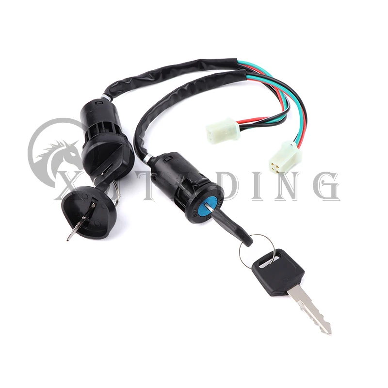 4 Wires Universal 2 Ignition Keys Start Switch Door Lock Key for ATV Go Kart Quad Dirt Bike Scooter Motorcycle Accessories