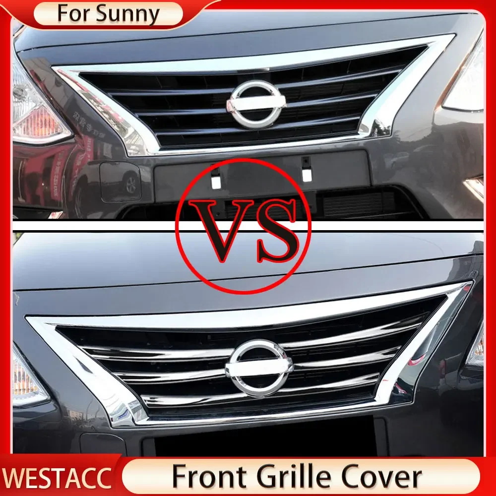 Car Front Grille Bumper Cover for Nissan Sunny Versa Latio Almera 2015 2016 2017 2018 Grill Strip Trim Styling Accessories