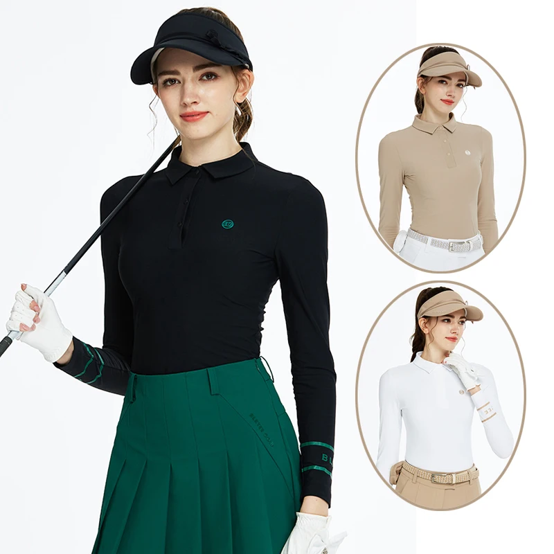

BG Spring Autumn Golf Polo Shirt Women's Long-sleeved Leisure Top Elastic Lapel Training Shirt Breathable Sports Ladies Jersey