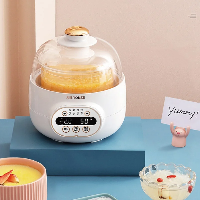 1L Mini Electric Stew Pot Water-proof Stew Pot Office Glass Bird's Nest Health Pot 24h Appointment Electric Cooker Multifunction