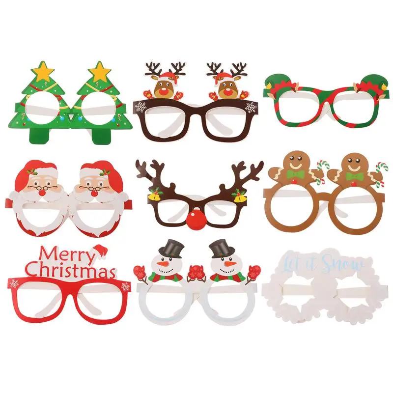 

9pcs Creative Christmas Eyewear Props Xmas Party Toys Adorable Glasses Frames