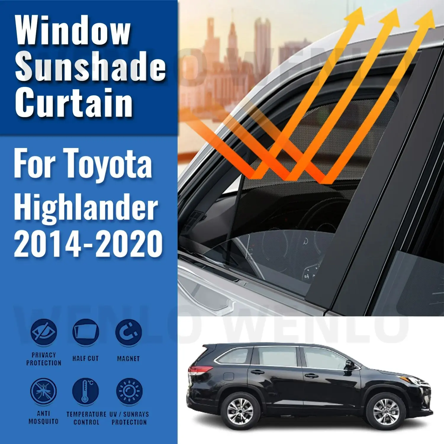 For Toyota Highlander KLUGER 2020 2019-2014 XU50 Magnetic Car Sunshade Front Windshield Frame Curtain Rear Side Window Sunshade