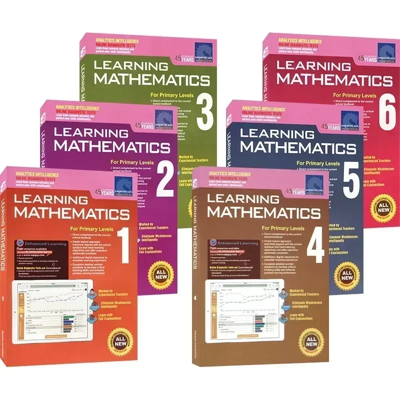 

6 Books/Set SAP Learning Mathematics Book Grade 1-6 Children Learn Math Books Singapore Primary School Mathematics TextbookBooks