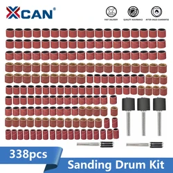 XCAN-Kit de tambor de lijado, banda de lijado con mandril de goma para herramientas rotativas Dremel, papel de lija, 338, 120, 320, 3/8, #60, #1/4