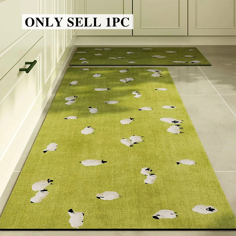kitchen-rug-stain-resistant-wear-resistant-floor-mat-loop-pile-carpet-green-cute-sheep-zebra-animal-design-home-decoration-rugs
