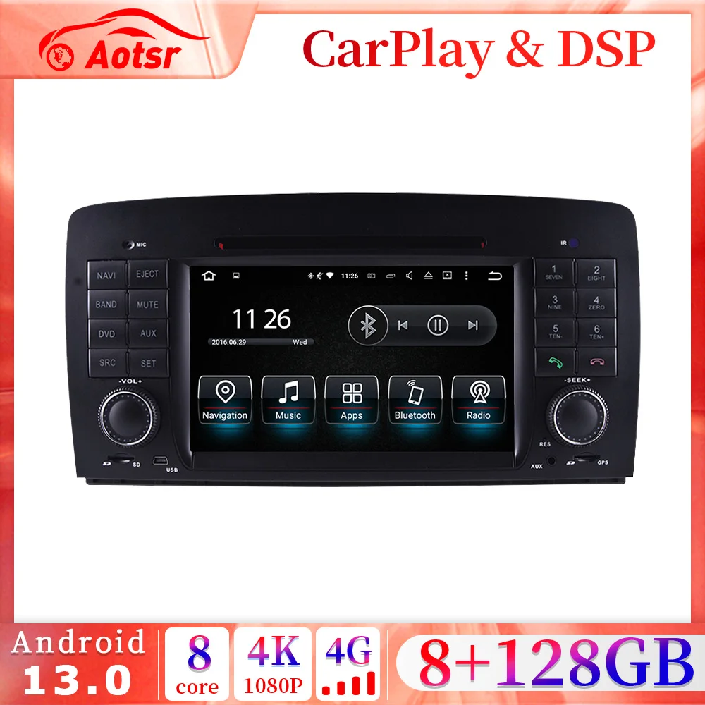 7 Inch Android 13 For Mercedes Benz R-Class W251 R280 R300 R320 2005 - 2012 Car Radio Autoradio Video Multimedia RDS DVD Player