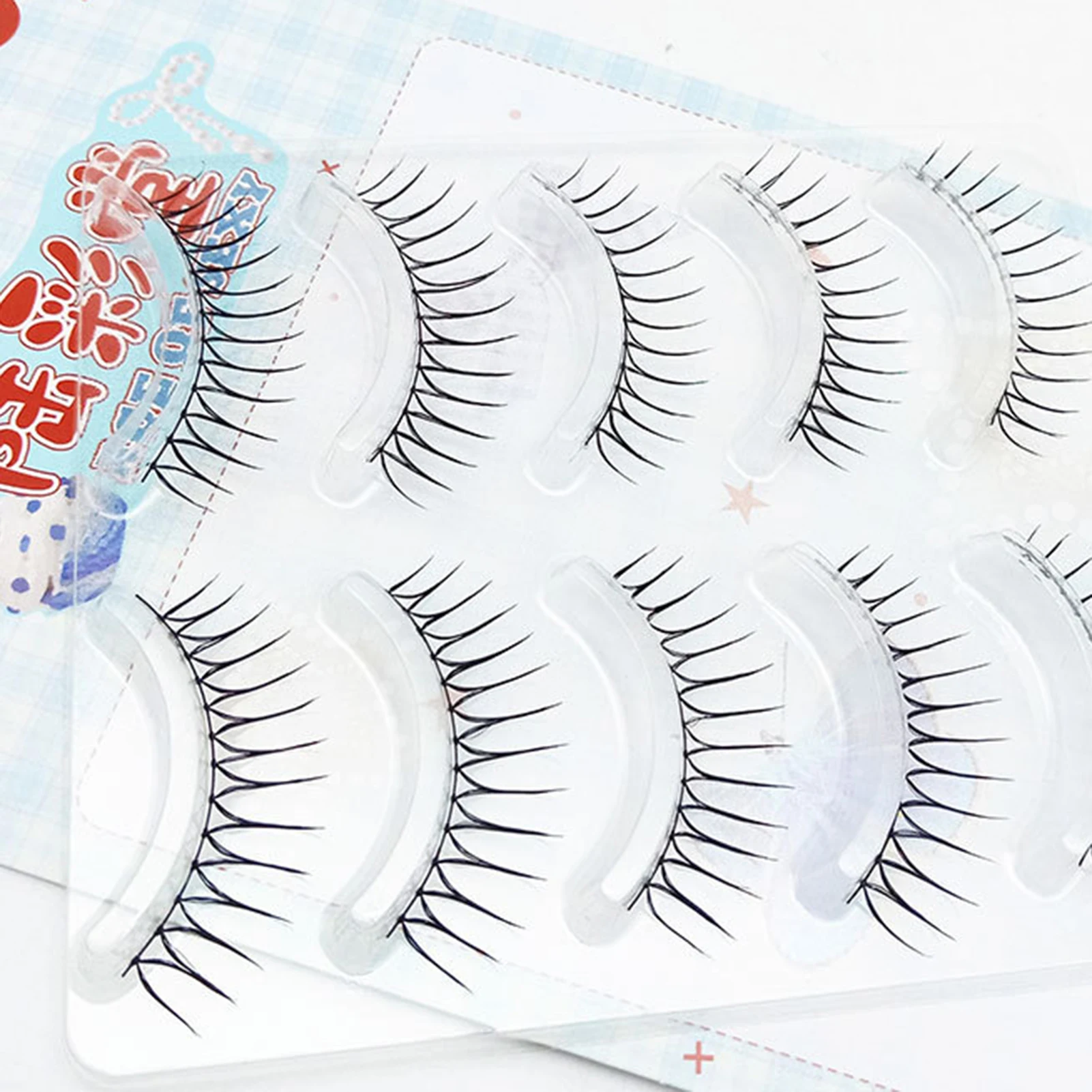 5 ペア韓国スタイルつけまつげフルストリップ U 字型まつげ透明幹ナチュラルマンガまつげ毎日のまつげメイク