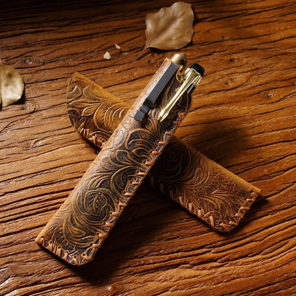 New Genuine Leather Retro Pen Case Stationery Creative Handmade Pencil Cover 150mm*40mm School Supplies Pen Protective Cover