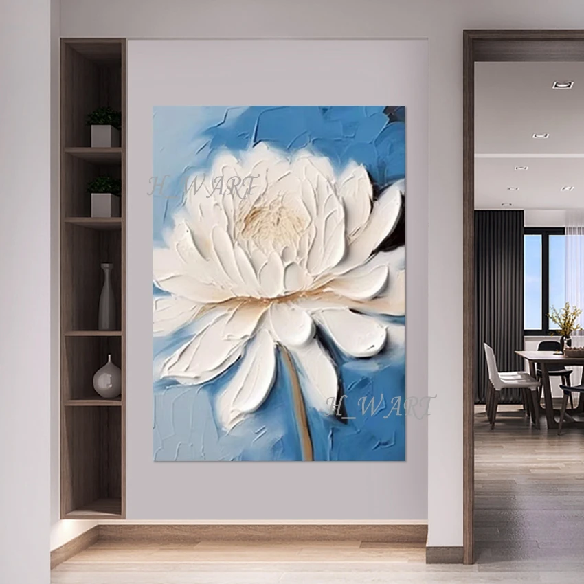 Abstract Acrylic Knife Flower Oil Paintings Frameless Natural Plant Still Life Art Canvas Picture Modern Restaurant Wall Decor