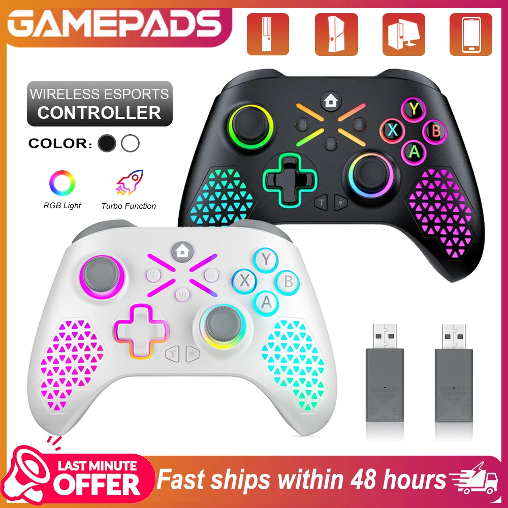 RGB-Gamepad für Xbox-Controller/Xbox One/Xbox Series S/X, kabelloses Xbox-Gamepad mit Turbo-Funktion, Dual-Vibration, 6-Achsen-Gyroskop.