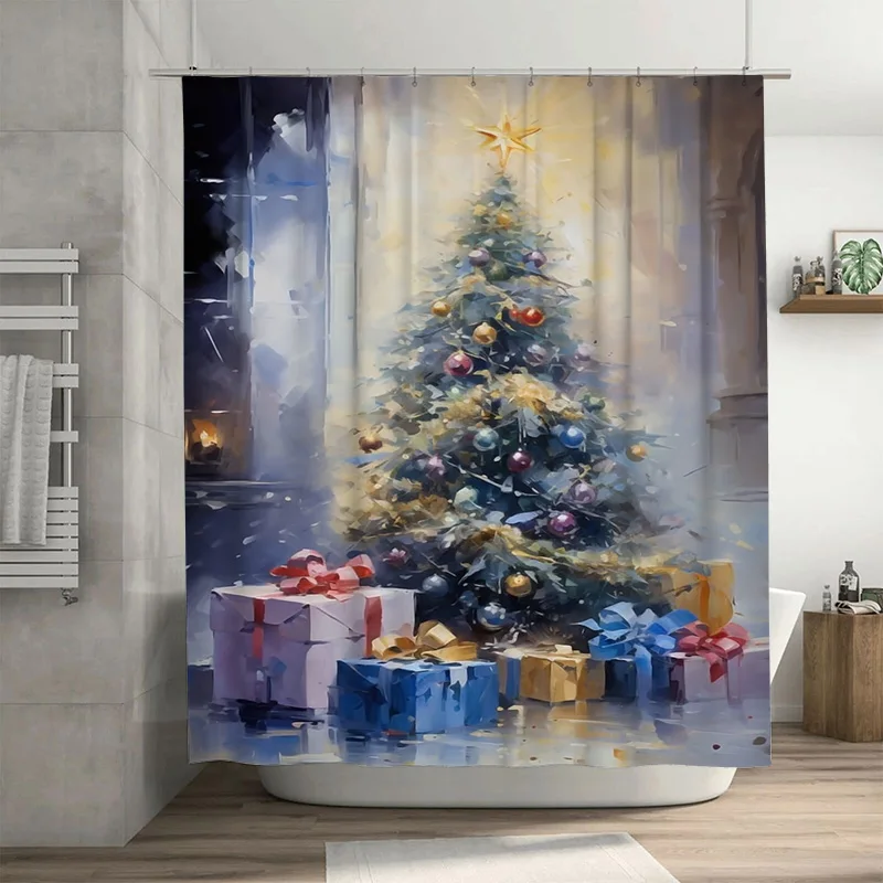

Tuniu Festive Christmas Tree Shower Curtain Holiday Bathroom Decor Cozy Winter Forest Scene Fun Holiday Gift Idea Charming Home