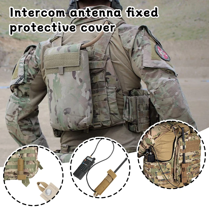 Tactical Radio Antenna Relocation Cable Molle Pouch Modular Vest Strap Bag Holder Walkie Talkie Antenna Fixing Kit Tool Bag